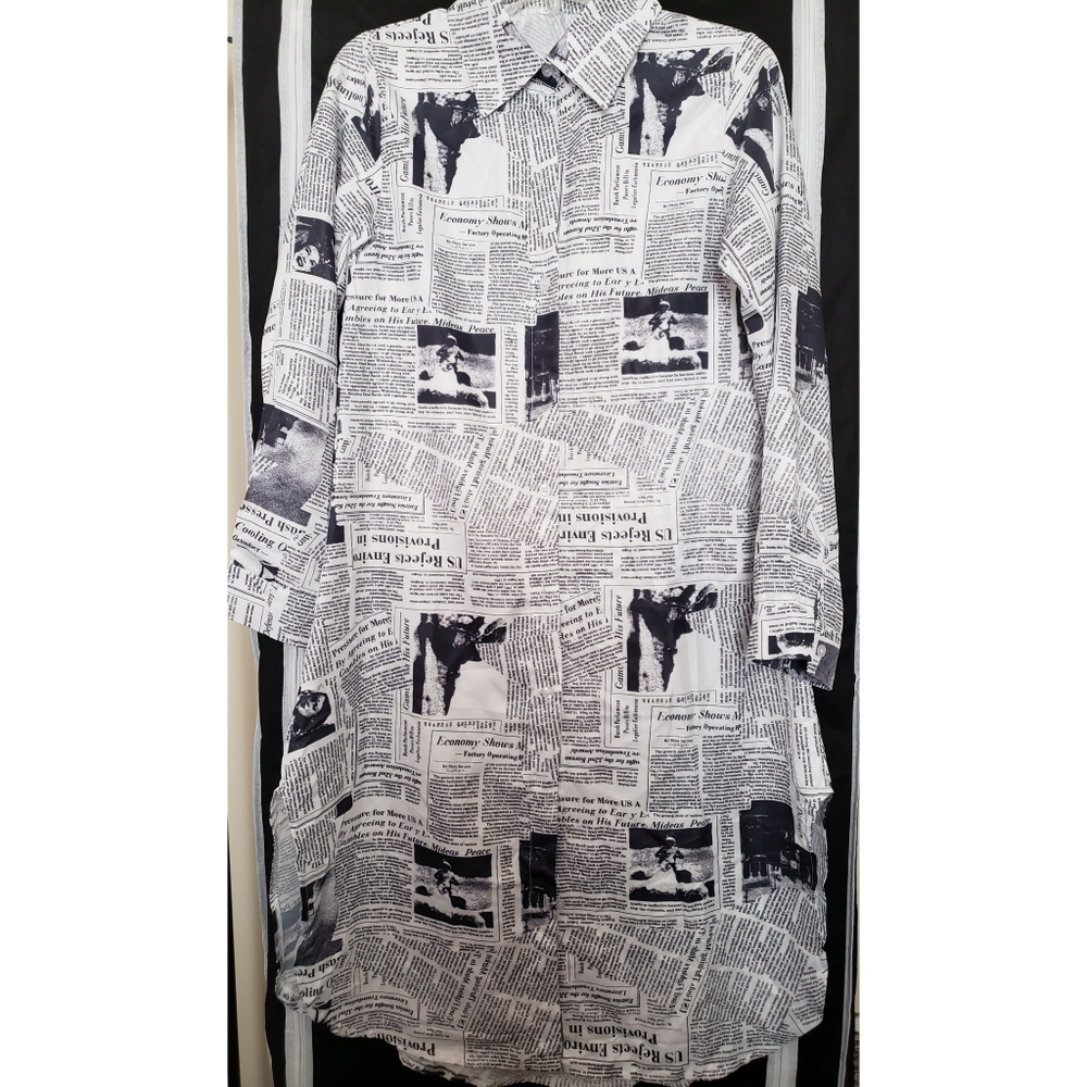 SHEIN Newspaper print Shirtdress